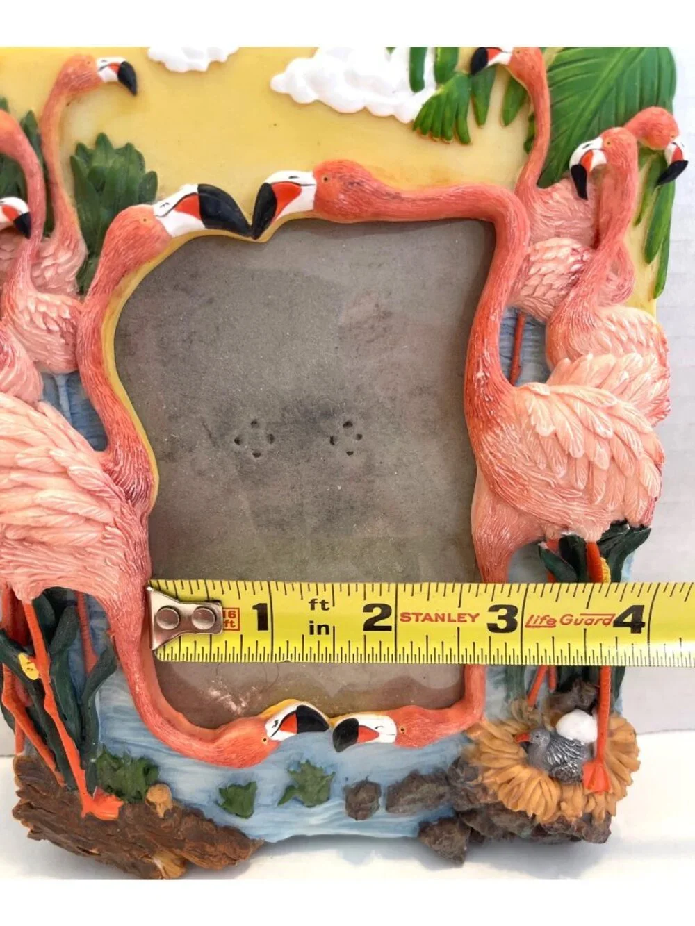 VTG Pink Flamingo Flock 3D Picture Photo Frame Tropical Family Beach Vacation - Picture 8 of 10